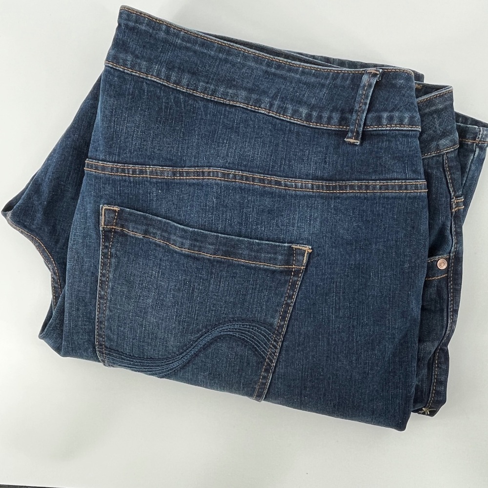 Lane Bryant Genius Fit Straight Leg Jeans Dark Wash Distressed Womens 26 Average